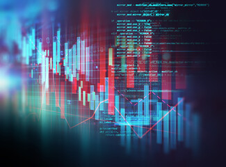 stock market investment graph on financial numbers abstract background.3d illustration