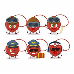 Pilot cartoon mascot red heart necklace with glasses