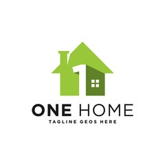 number one house illustration logo design