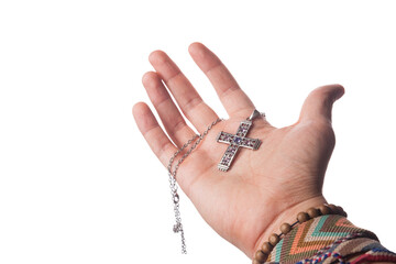 Hand holding Christian cross