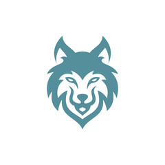 Outline wolf head logo design, wolf face silhouette vector icon