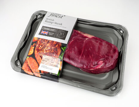Tesco supermarket finest prime cut fresh British rump steak meat matured for thirty days