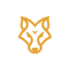 Simple line fox head logo, fox face geometric vector icon