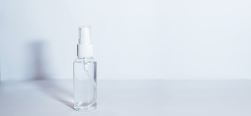 A bottle of alcohol gel is set on a white background.