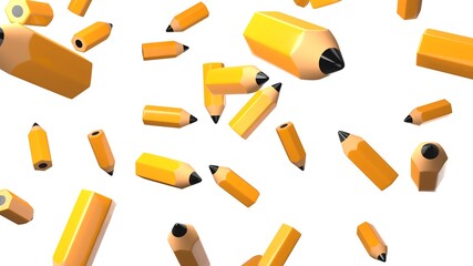 Pencils on white background.
3D illustation.