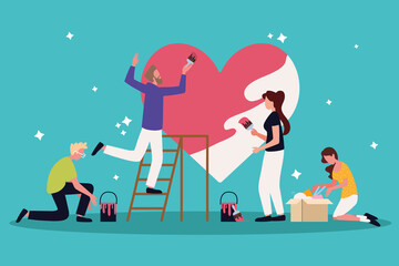 volunteer team working