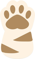 fluffy kitten paw vector illustration, used colors brown and light brown.