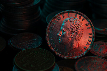 Juan Carlos I King of Spain 25 Pesetas Coin 1980 Close Up Macro