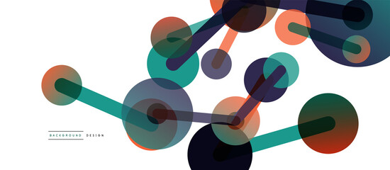 Line points connections geometric abstract background. Circles connected by lines. Trendy techno business template for wallpaper, banner, background or landing