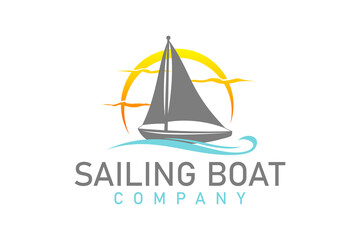 Simple Sailing Yacht Silhouette Logo design inspiration