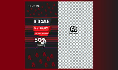 Flash Sale Up to 50% off  banner. Social media post template.