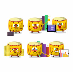 Yellow chinese drum character designs as a trader investment mascot
