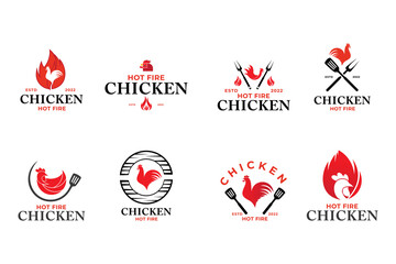 Roasted chicken steak restaurant logo design inspiration template