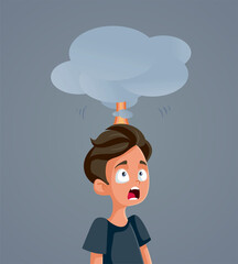 Mind-Blown Teen Boy Feeling Astonished Vector Cartoon Illustration