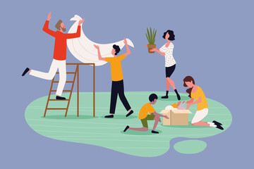 group volunteers together