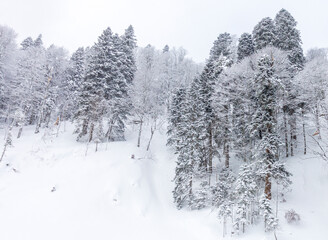 Winter morning sunrise in the mountains panoramic view from the site located on the ridge of the tourist route.+