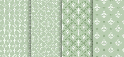 Set of green and white background wallpapers