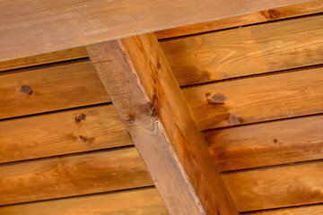 The hard wooden roof in tree house.