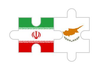 puzzle pieces of  iran and cyprus flags. vector illustration isolated on white background