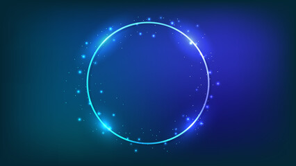 Neon round frame with shining effects
