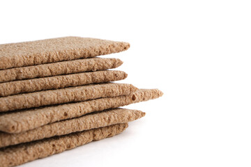 Rye bread on white background popular product is delicious and healthy food.