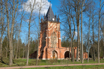 View of the Chapelle pavilion in Alexander park on a sunny May day. Pushkin (Tsarskoe Selo)....