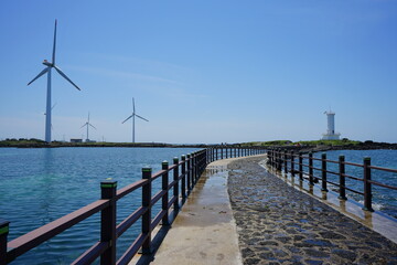 walkway and turbine on the sea