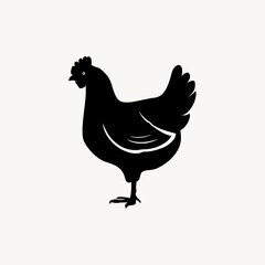 Silhouette of a chicken icon. Hen silhouette isolated on white background.