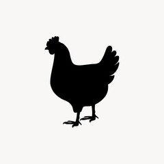 Silhouette of a chicken icon. Hen silhouette isolated on white background.