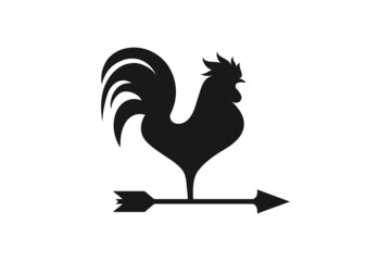 Rooster weather vane sign. Windvane rooster vector sign. Rooster with arrow vector icon