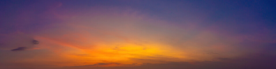 Beautiful view of sky with clouds at sunrise. Partly cloudy. Colorful sunset. Natural sky background texture, beautiful color.