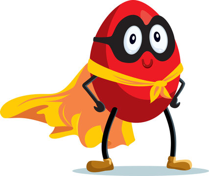 Superhero Easter Egg Wearing Cape and Mask Vector Cartoon Illustration