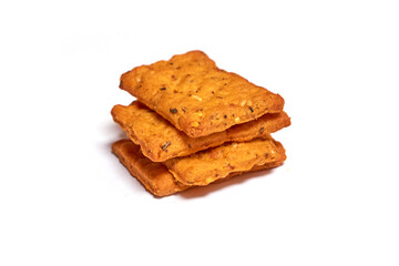 Cookies with tomatoes, basil and garlic isolated on a white background