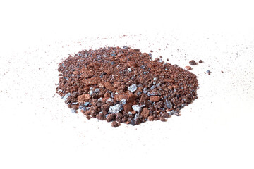 Cosmetics. Scattered mixed multicolored eye shadow, macro