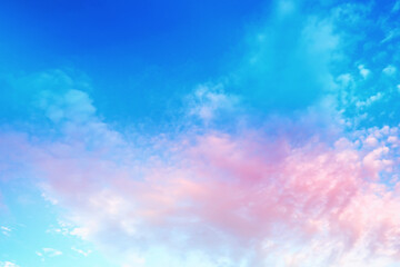 Multicolored sky background. High clouds in the summer sky. Meteorological observations of the sky.