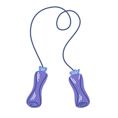 Skipping rope. Jump rope. Sports equipment. For game, jumping, fitness, cardio and sports. Hand Drawn Cartoon Vector illustration isolated on the white background.