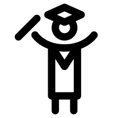 Man Holding Graduation Diploma Line Icon Vector