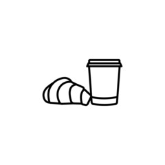 Aromatic Coffee Croissant icon in vector. Logotype