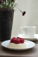 Panna cotta with raspberries

