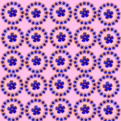 Seamless pattern design with Lysimachia foemina circles. Art & illustration