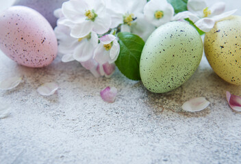Obraz na płótnie Canvas Colorful Easter eggs on concrete background