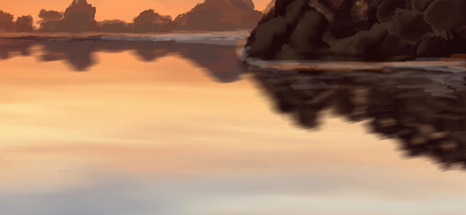 Landscape background. Abstract art template. Vector illustration.