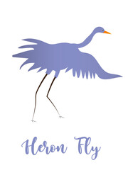 Great Blue Heron open wings icon logo vector image design