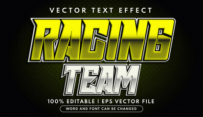 Racing team editable text effect