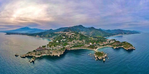 Panorama with Taormina and Etna from Sicily