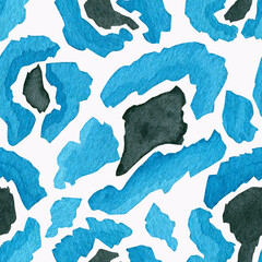 Watercolor seamless pattern with imitation animal skin of a leopard