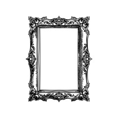 Retro frame, monochrome hand drawn vector illustration.