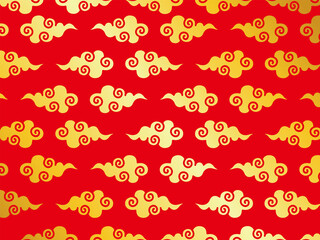 中華風の伝統模様の雲柄イラスト【背景素材】
