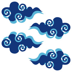 中華風の雲の伝統模様のイラスト