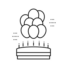 birthday balloons decoration line icon vector illustration